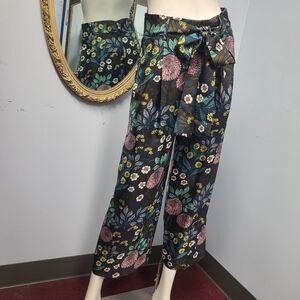 J. Crew x Abigail Borg 100% SILK wide leg floral pants size 2